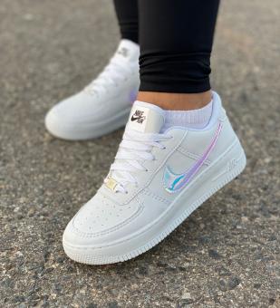 TENIS ADULTO AIRFORCE BRANCO/HOLOGRAFICO