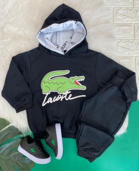 CONJUNTO MOLETOM BABY LACOSTE PRETO
