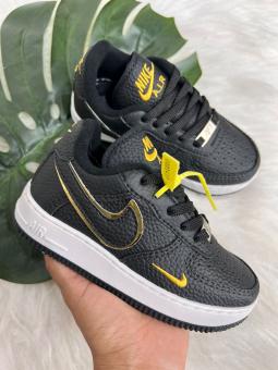 TENIS AIRFORCE JUVENIL BICOLOR PREMIUM PRETO/OURO - Código 2477-1