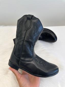 BOTA BOIADEIRA  JUVENIL PRETO BORDADO - Código 2628-1