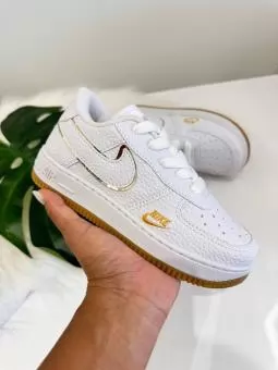 TENIS AIRFORCE JUVENIL BICOLOR PREMIUM BCO/OURO - Código 2476-1