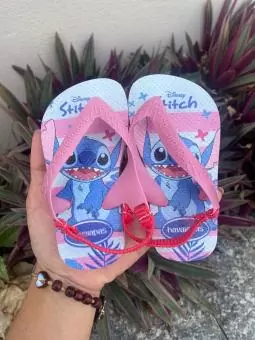 CHINELO BABY PERSONAGEM STITCH ROSA