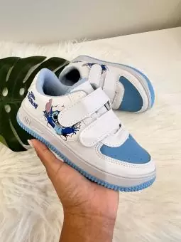 TENIS JUVENIL VELCRO LILO BCO/AZUL - Código 2671-1