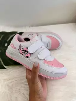 TENIS JUVENIL VELCRO LILO BCO/ROSA - Código 2672-1