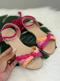 SANDALIA JUVENIL AMARRAÇÃO  PINK/ROSA/LARANJA - Código 2692-1