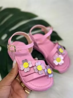 SANDALIA BABY 3 FLORZINHAS ROSA