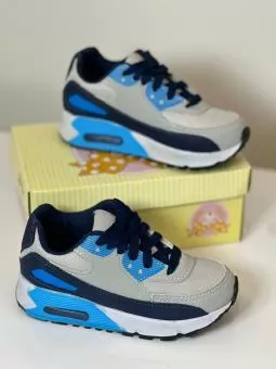 TENIS AIRMAX  JUVENIL CINZA/AZUL SEM MARCA