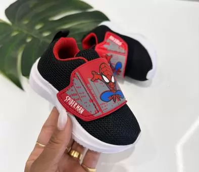 TENIS BABY VELCRO HOMEM ARANHA PTO/VERMELHO - Código 2713-1
