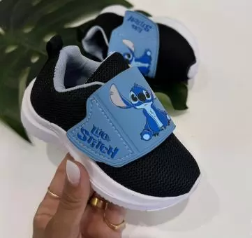 TENIS BABY VELCRO LILO STITCH PRETO/AZUL