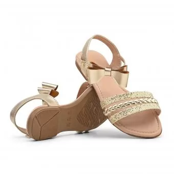 SANDALIA JUVENIL LACINHO GLITER DOURADO - Código 2723-1