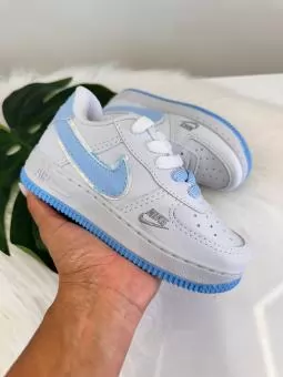 TENIS AIRFORCE JUVENIL BRANCO/AZUL PREMIUM - Código 2734-1