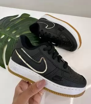 TENIS AIRFORCE JUVENIL PRETO OURO PREMIUM - Código 2735-1