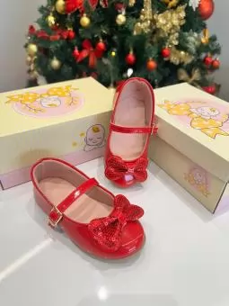 SAPATILHA BABY LACO FRENTE BRILHO VERMELHO VERNIZ - Código 2749-1