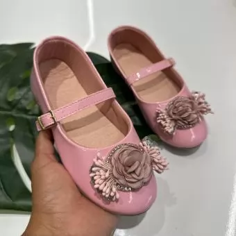 SAPATILHA JUVENIL FLOR FRENTE VERNIZ ROSA - Código 2759-1