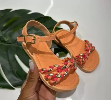 SANDALIA BABY TRANCINHA LARANJA