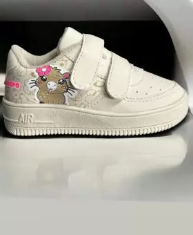 TENIS AIRFORCE JUVENIL CAPIVARA BEGE/ROSA VELCRO