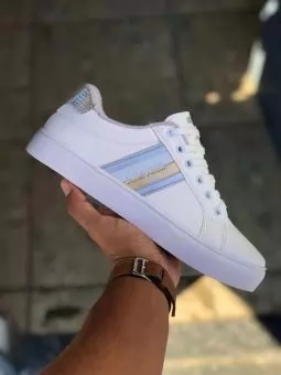 TENIS ADULTO SOCIAL TOMMY BCO/AZUL BB - Código 2901-1