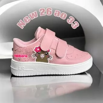 TENIS AIRFORCE JUVENIL CAPIVARA ROSA VELCRO