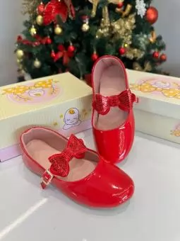 SAPATILHA JUVENIL LACO MEIO VERNIZ VERMELHO - Código 2923-1