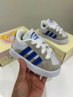 TENIS BABY ADIDAS SUPERSTAR ESTAMPA BEGE/MARINHO - Código 2950-1